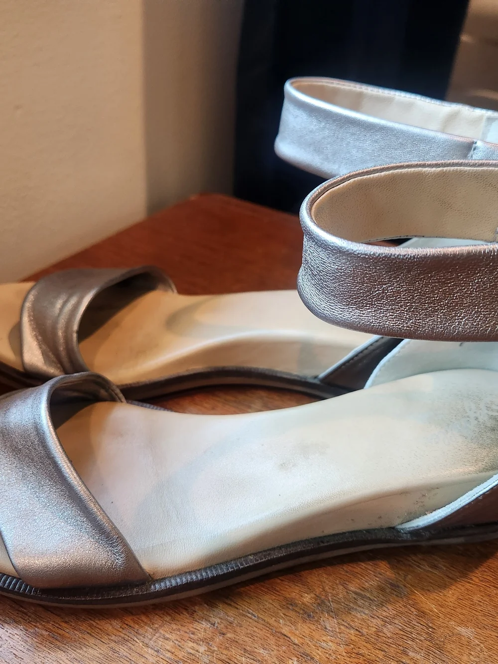 Seychelles Metallic Silver Ankle-Strap Sandals